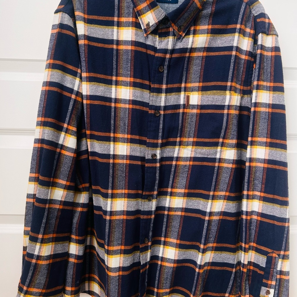 Chaps Women’s Blue and Orange Checkered Shirt